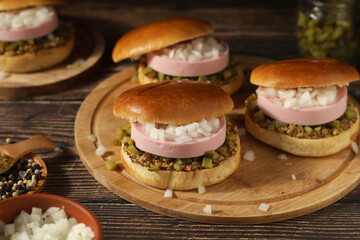 Traditional Finnish sandwich with sausage Porilainen