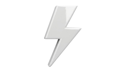 Shiny lightning bolt PNG isolated on transparent background, energy flash symbol for graphic design and web use