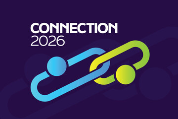 Modern 2026 Connection Logo with Interlocking Colorful Links and Circular Nodes