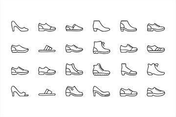 Obraz premium Casual and Formal Shoe Line Icons for Apparel Marketing