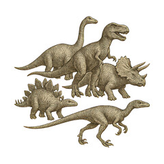 Fototapeta premium PNG Vintage dinosaur illustration art