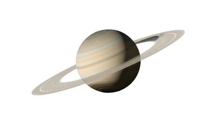 Saturn planet with rings isolated PNG on transparent background, detailed gas giant for astronomy and science education © Vasilis