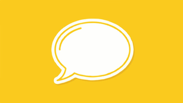 A blank white speech bubble with a yellow outline on a bright yellow background