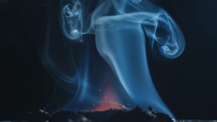 Smoke and flame from burning material