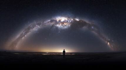 Person contemplating the milky way galaxy