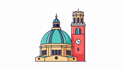 Obraz premium A cartoon dome and clock tower building