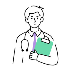 A hand drawn style illustration depicting a doctor