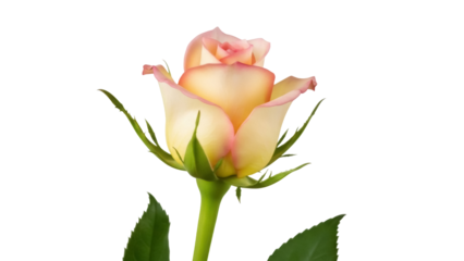 Elegant peach rose isolated PNG on transparent background, beautiful flower blossom for wedding invitations and romantic designs