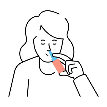 A doodle style illustration depicting a nasal spray