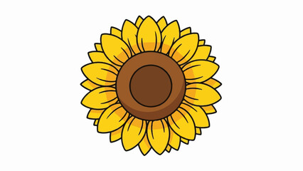 Obraz premium A cheerful yellow sunflower with a brown center and dark outlines