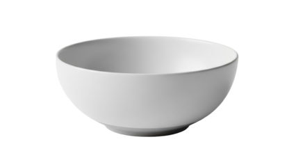 Empty ceramic bowl isolated PNG on transparent background, simple round dish for food presentation and kitchenware design