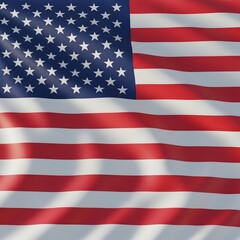 Fototapeta premium American flag waving in the wind with sunlight