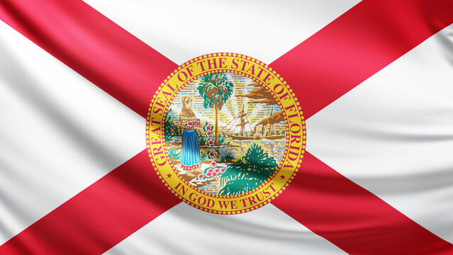 Florida flag 4K flag background texture, flag of Florida waving in the wind, realistic american state flag,USA, US patriotism