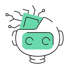 A hand drawn style illustration showing ai brain