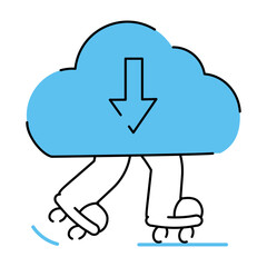 A doodle style illustration showing downloading