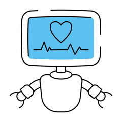 A doodle style illustration showing ai healthcare