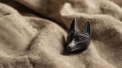 Obraz premium Ancient Fox Sculpture on Fabric Background