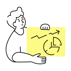 A doodle style illustration showing data graph