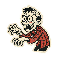 PNG Cartoon zombie sticker design.