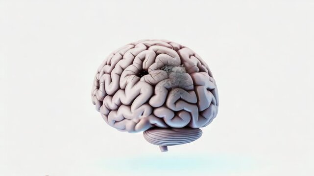 Disintegrating brain with pieces exploding off in a dynamic motion