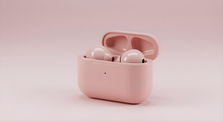 Minimalist Wireless Earbuds Charging Case Isolated on White