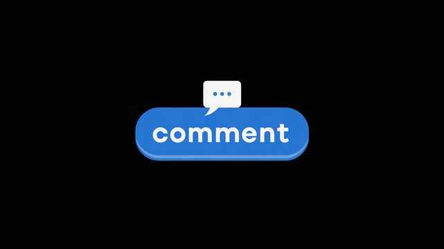 Animated comment bubble with speech bubble on black background