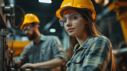 Girl trains in industrial setting while learning skills for her future career