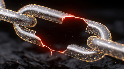 Broken chain link showing security risk and vulnerability