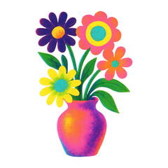 Fototapeta premium PNG Colorful floral vase illustration