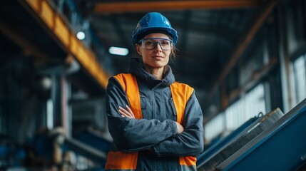 Engineer monitors conveyor system in factory setting during daytime work hours
