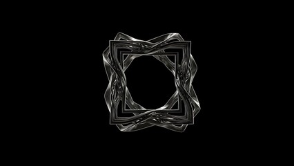 A complex geometric shape with wavy edges is centered against a dark background