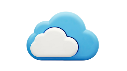 3D Blue and White Cloud Icon