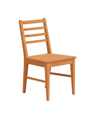 Fototapeta premium Simple wooden chair with four legs and a slatted backrest, isolated on a transparent background for furniture and seating themes