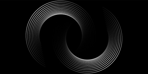 3D techno abstract background overlap layer on dark space with glowing white circles shape decoration. Modern graphic design element lines style concept for banner, flyer, card abstract