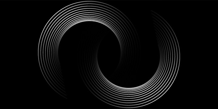 3D techno abstract background overlap layer on dark space with glowing white circles shape decoration. Modern graphic design element lines style concept for banner, flyer, card abstract