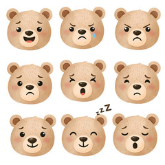 Fototapeta premium Cute cartoon teddy bear collection illustration set for kids