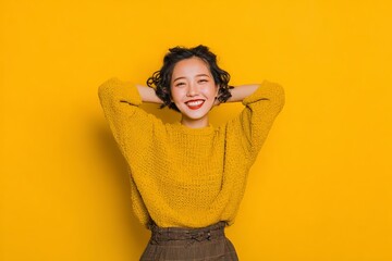 Young Happy Asian Women Isolated on Background 