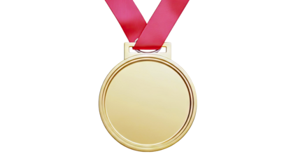 Gold medal with red ribbon