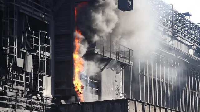 Coke oven plant in operation producing hard but reactive metallurgical coke for blast furnace use.