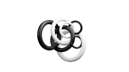 Interlocking Black and White Rings on White Background