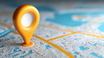 3d map travel location. Locator mark of map and location pin or navigation icon sign on background with search. Locator mark of map and location pin or navigation icon