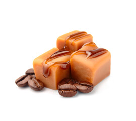 Caramel with coffee beans