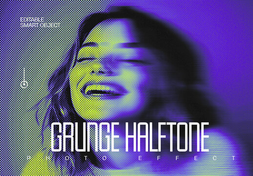 Grunge Halftone Photo Effect Mockup