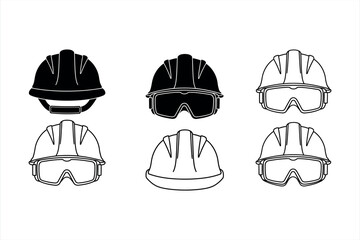 Fototapeta premium Construction Hard Hat Safety Icons Set