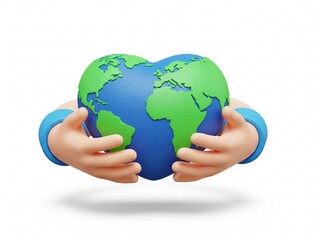 illustration of the protect the earth icon with hands hugging the earth in the shape of a heart