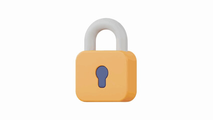 A simple, 3D-rendered yellow padlock with a grey shackle and blue keyhole