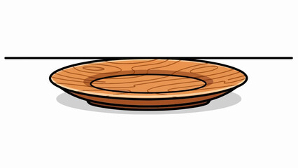 A simple, cartoonish, wooden plate with wood grain texture is depicted on a white background