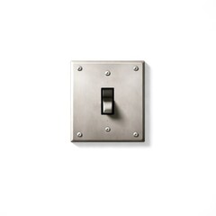 A silver light switch with a black handle