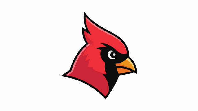 A striking, stylized red cardinal head in profile