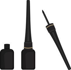 Obraz premium Black liquid eyeliner set includes bottle, applicator, precision tip for defining eyes, creating dramatic makeup looks.